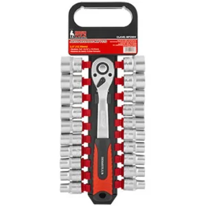 JUEGO DE DADOS D2 1/2"  MILÍMETROS-ESTÁNDAR CON MATRACA 21 PIEZAS