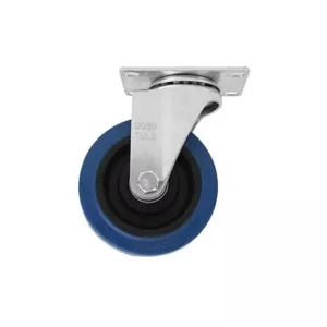 RODAJA DE GOMA ELÁSTICA AZUL GIRATORIA CON PLACA 3"