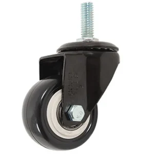 RODAJA DE PVC NEGRO GIRATORIA 2 1/2" CON ESPIGA ROSCADA DE 1/2"